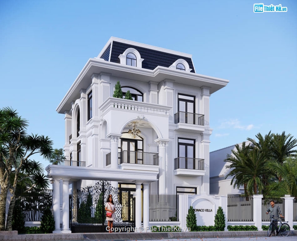 biệt thự 3 tầng,Sketchup biệt thự,model 3d sketchup biệt thự,file 3d sketchup biệt thự